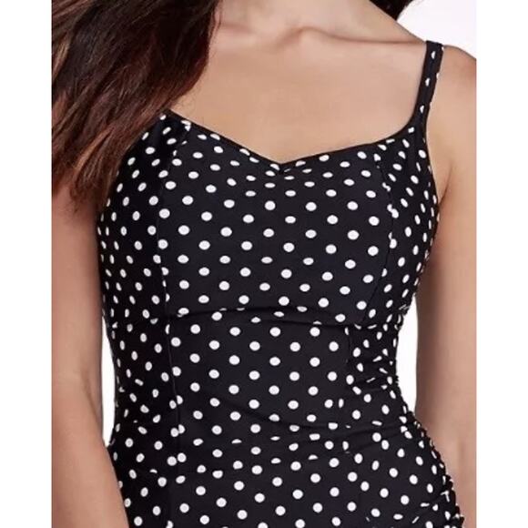 Panache Anya Tankini Black Polka Dot Adjustable Side Bikini Swim Top 32E/32DDD - Picture 2 of 11